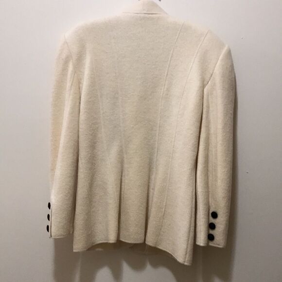 Vintage Wayne Rogers szS cream colored wool blazer jacket with shoulder pads EVC - Picture 5 of 13